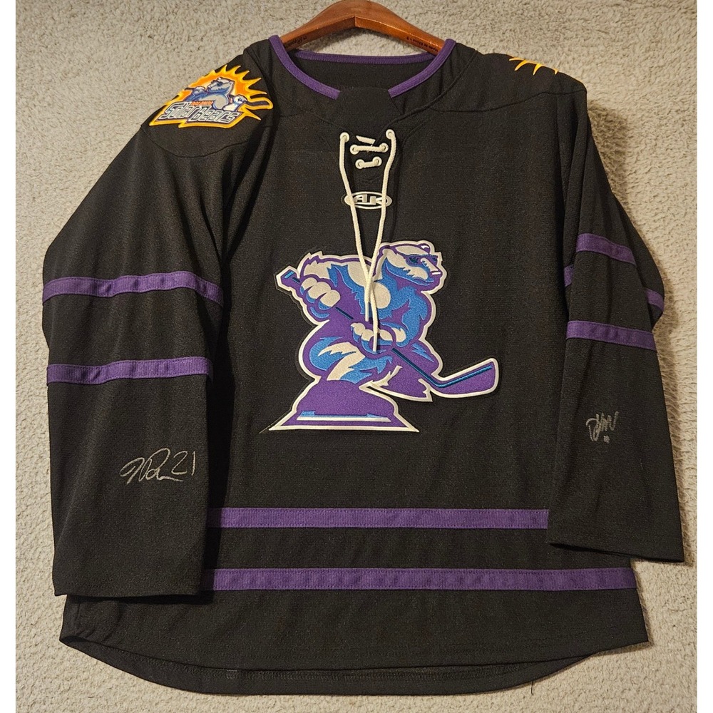 Athletic Knit Orlando Solar Bears ECHL Hockey Jersey Black Signed Youth XL